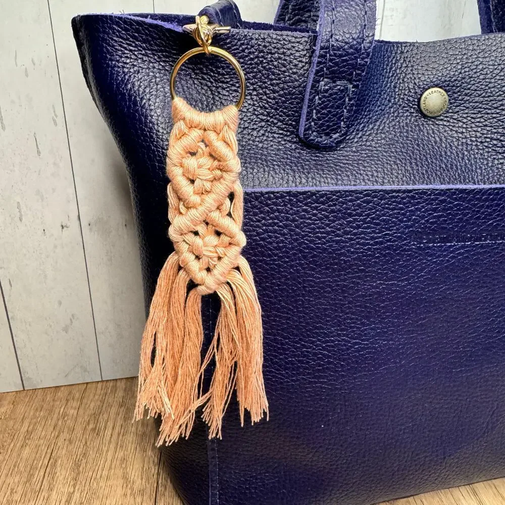 Macrame Charm Pink Purse Keychain Charm Boho Accessories FAST SHIP NEW